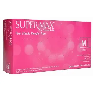 Luva de nitrilo procedimento Pink Supermax - Supermax