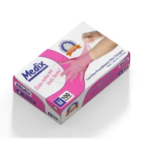 Luva de látex procedimento sem pó Pink Medix - Medix
