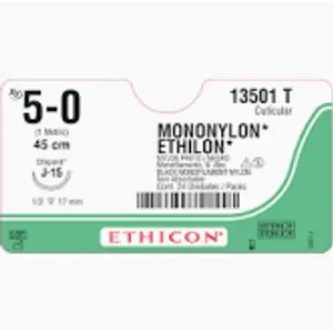 Fio de sutura nylon 5-0 agulha 1,2 cm 17mm c/24 13501 T - Ethicon