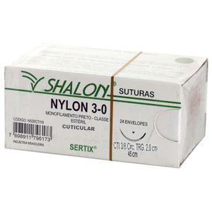 Fio de sutura nylon 3-0 agulha 2,0 cm c/24 - Shalon